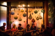 The hanging display inside the street window at the Lost Lake tiki bar on the north side of Chicago.  Image by Chicago photographer Alex Garcia